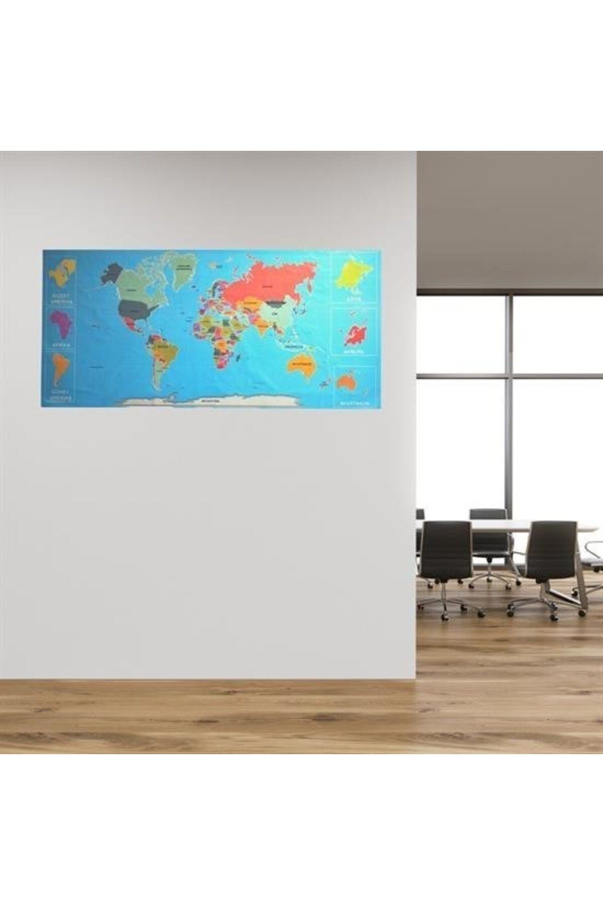 Hobibahçem HOBİBAHÇEM® RenkliAtlas DünyaHaritası Manyetik Duvar Stickerı 118 CM * 56 CM