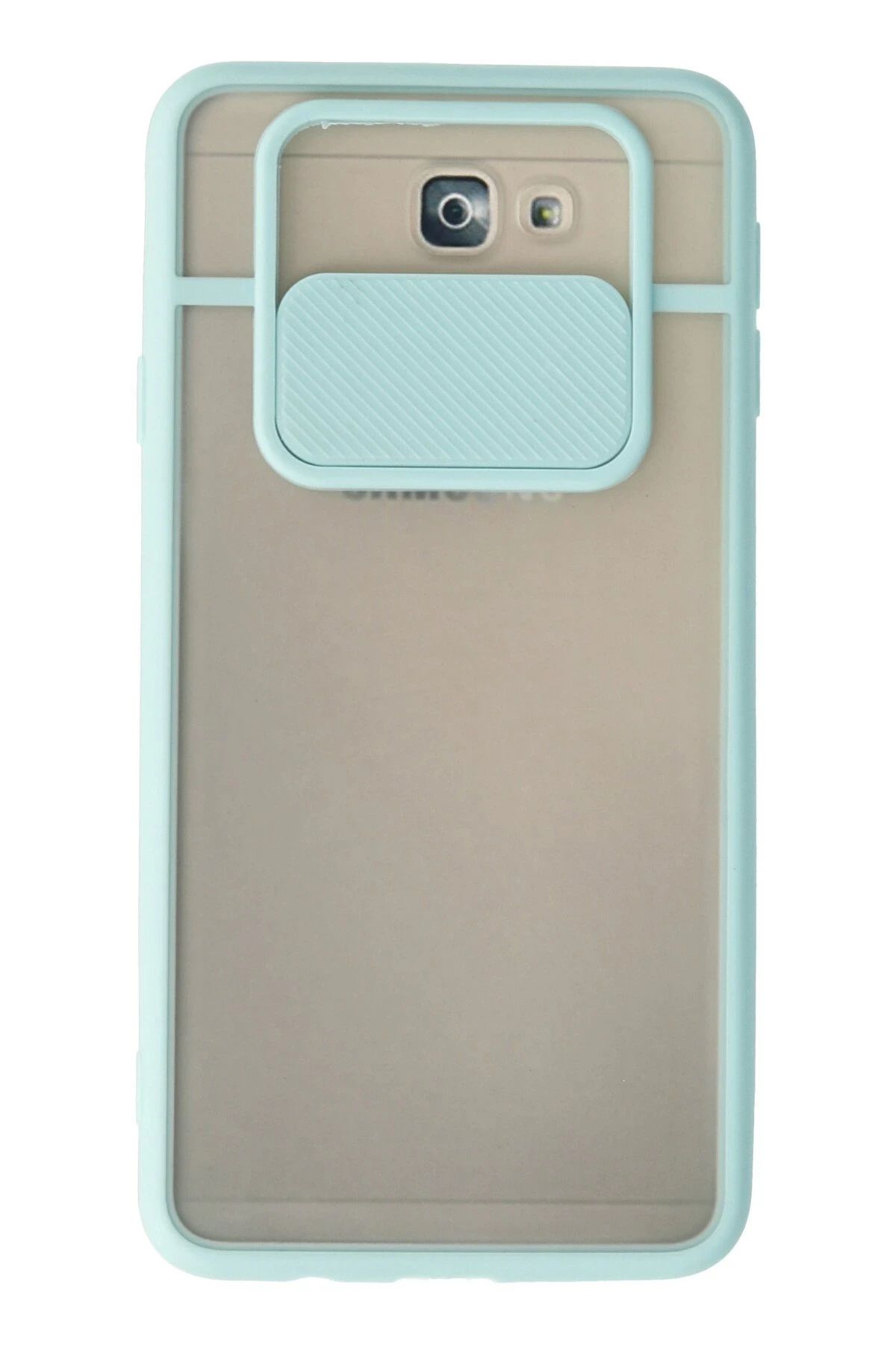 NewFace Samsung Galaxy J7 Prime Kılıf Palm Buzlu Kamera Sürgülü Silikon - Turkuaz HNZRN