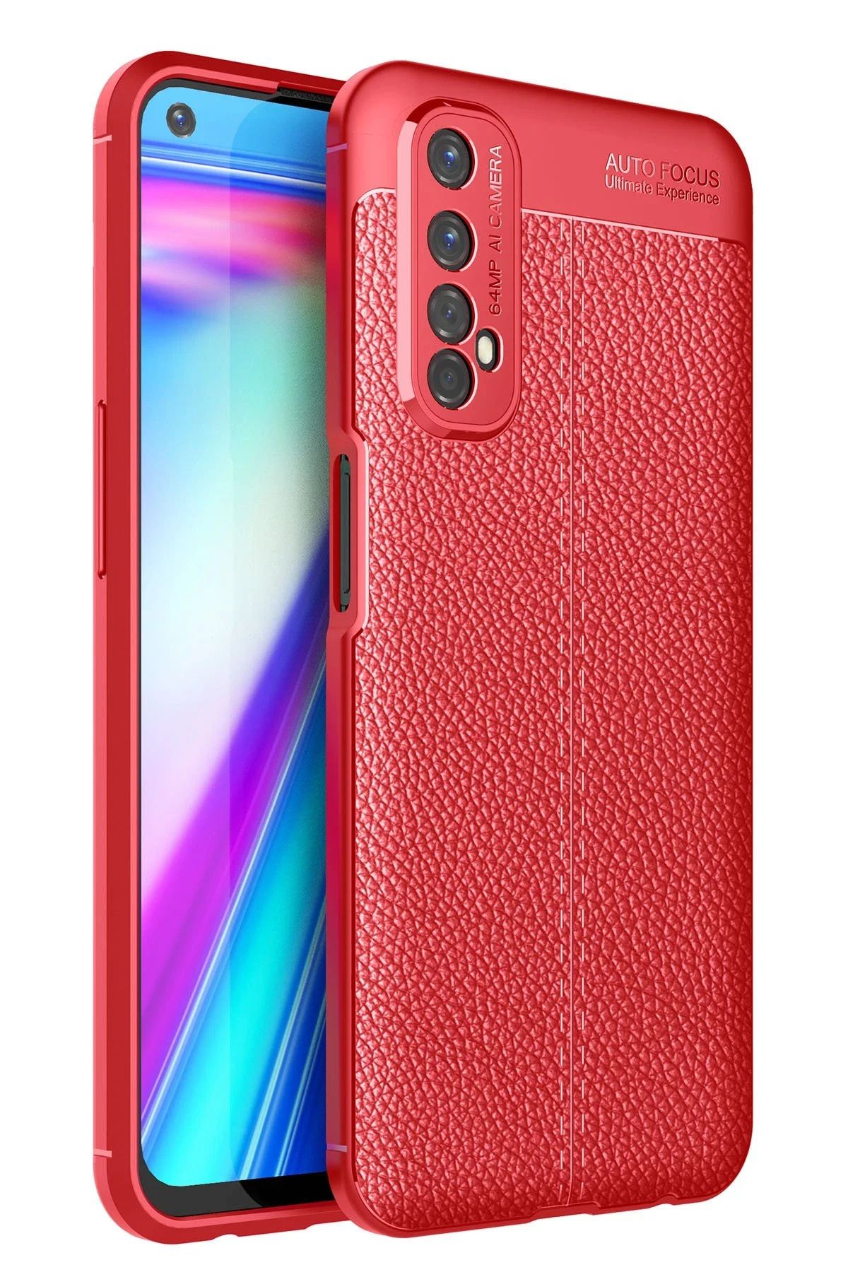 NewFace Realme 7 Kılıf Auto Focus Kapak - Kırmızı BSTMY