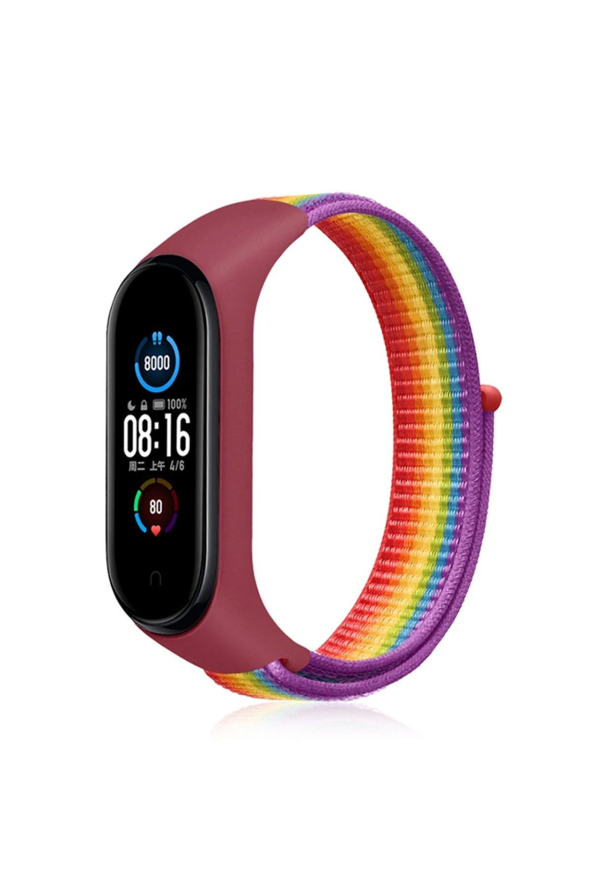 NewFace Xiaomi Mi Band 4 Hasırlı Cırtcırtlı Kordon - Gökkuşağı 1 INSLM