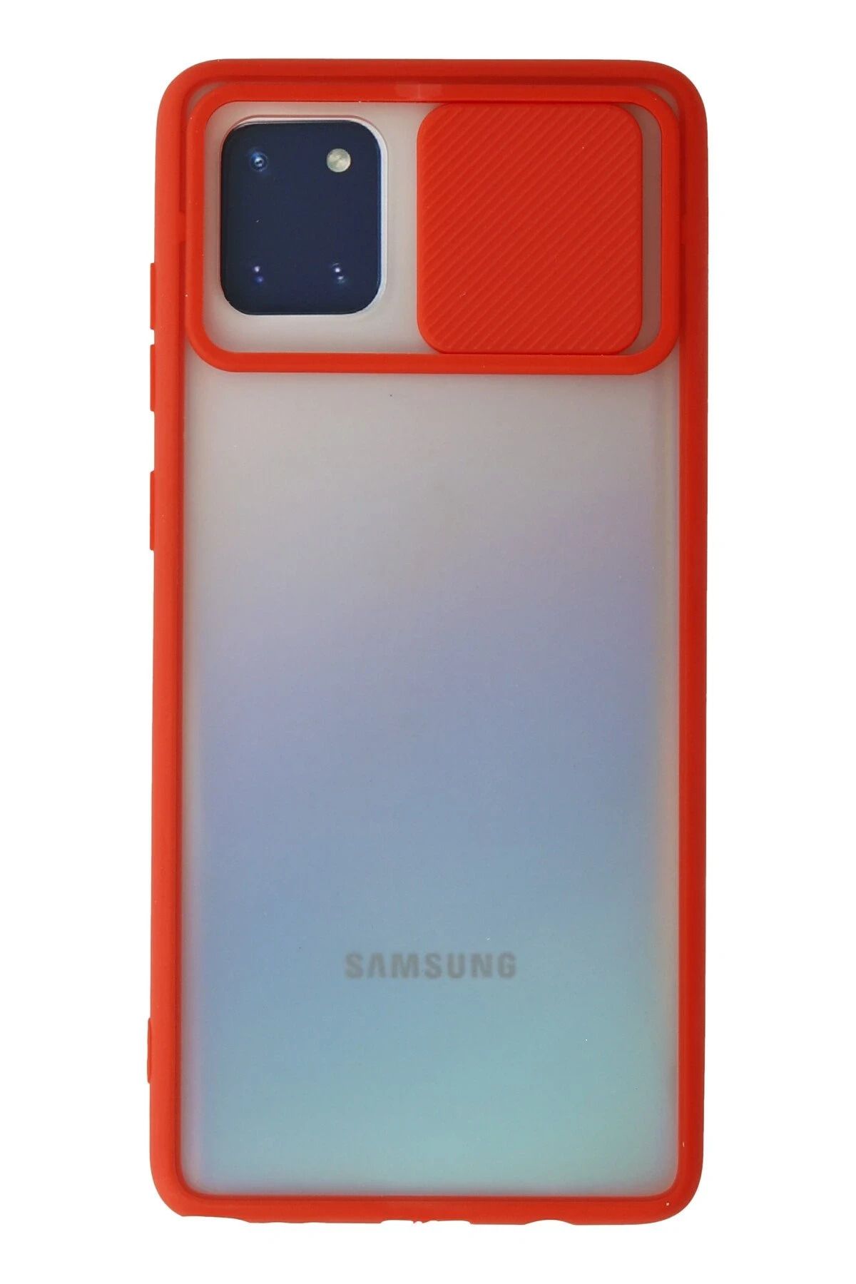 NewFace Samsung Galaxy A81 / Note 10 Lite Kılıf Palm Buzlu Kamera Sürgülü Silikon - Kırmızı BSTMY
