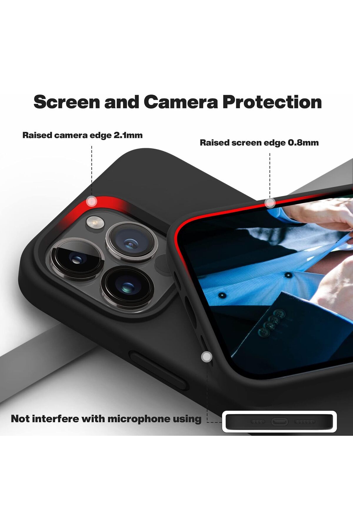 Generic-Silicone Case Cover Compatible with iPhone 13 pro max , Ultra Slim Fit with Full Body Protection 3