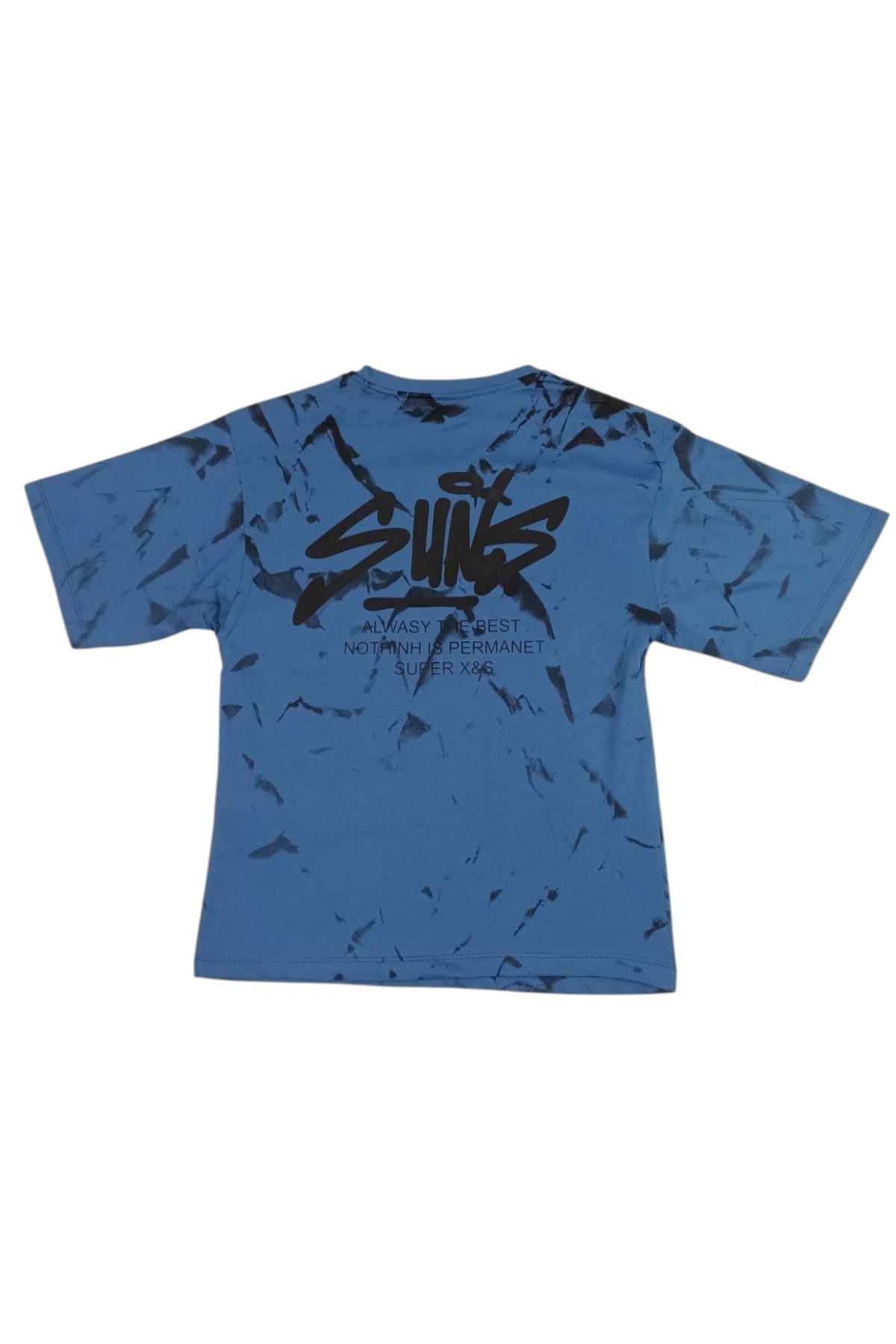 İrem Çocuk Giyim-Boy's Suits Oversize T-Shirt with Text Pattern on Front and Back 2