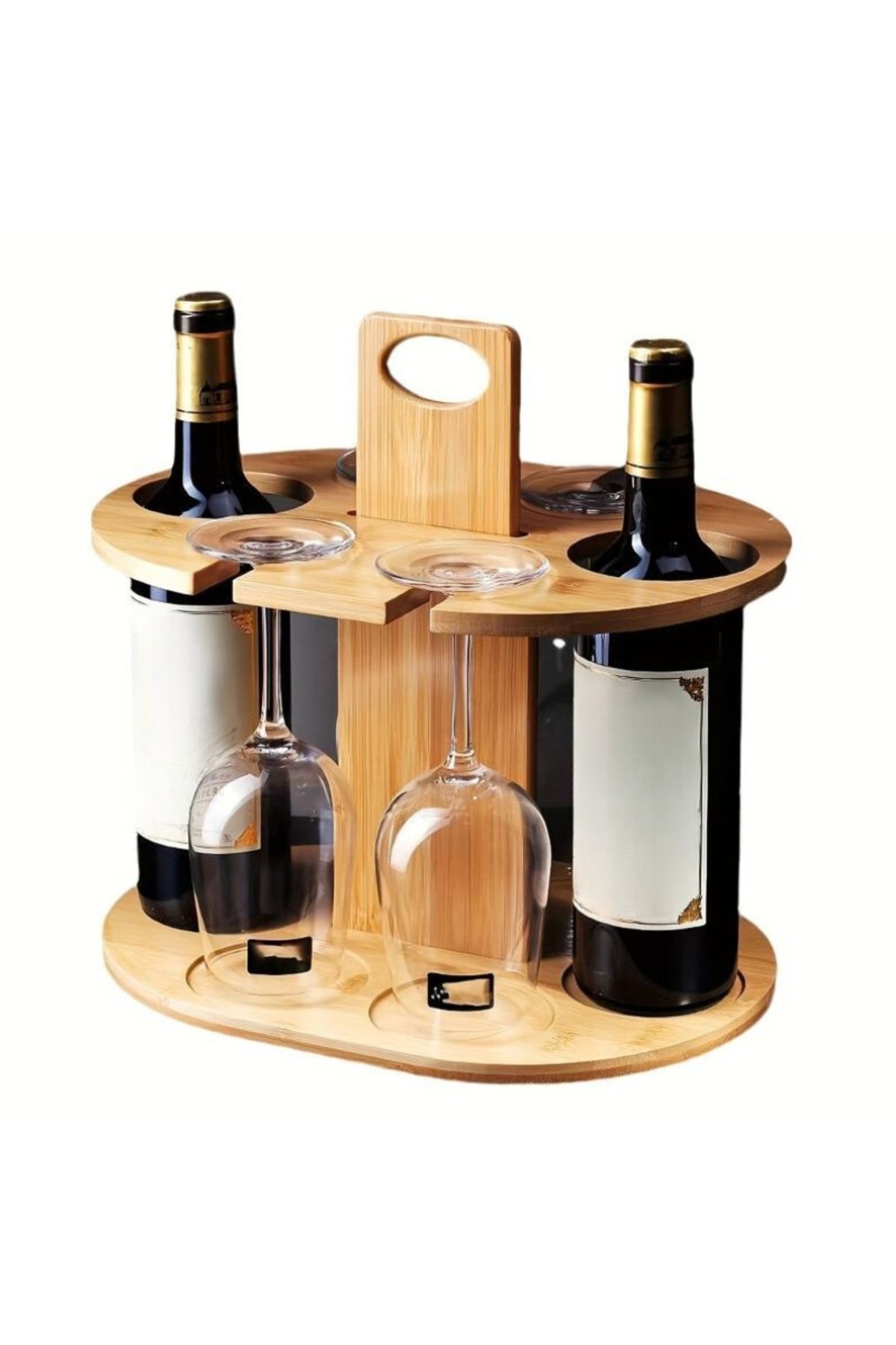 OEM Suport Elegant Și Funcțional Din Lemn Pentru Sticle Și Pahare De Vin - One Size