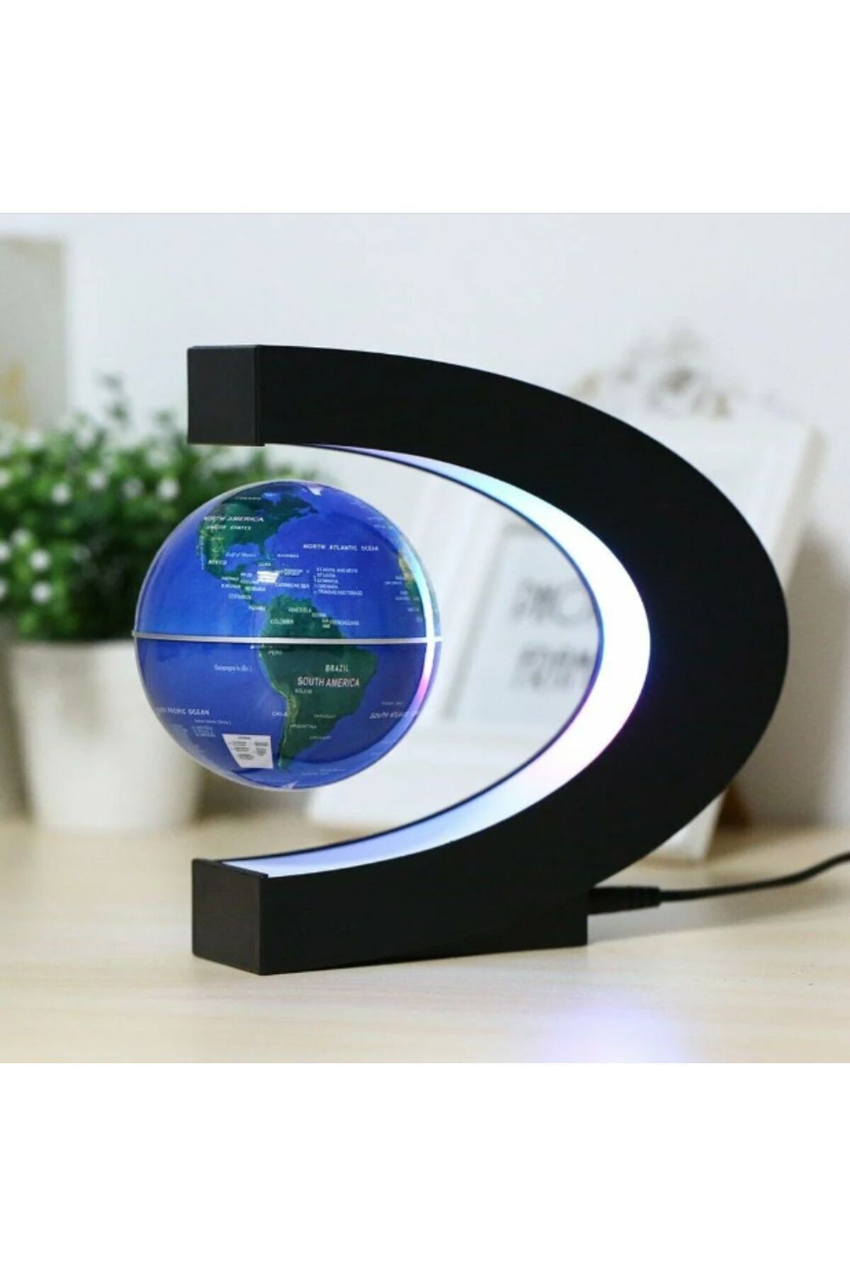 OEM-Magnetic floating globe, with LED illumination, C-Shape, BLUE, levitating 5