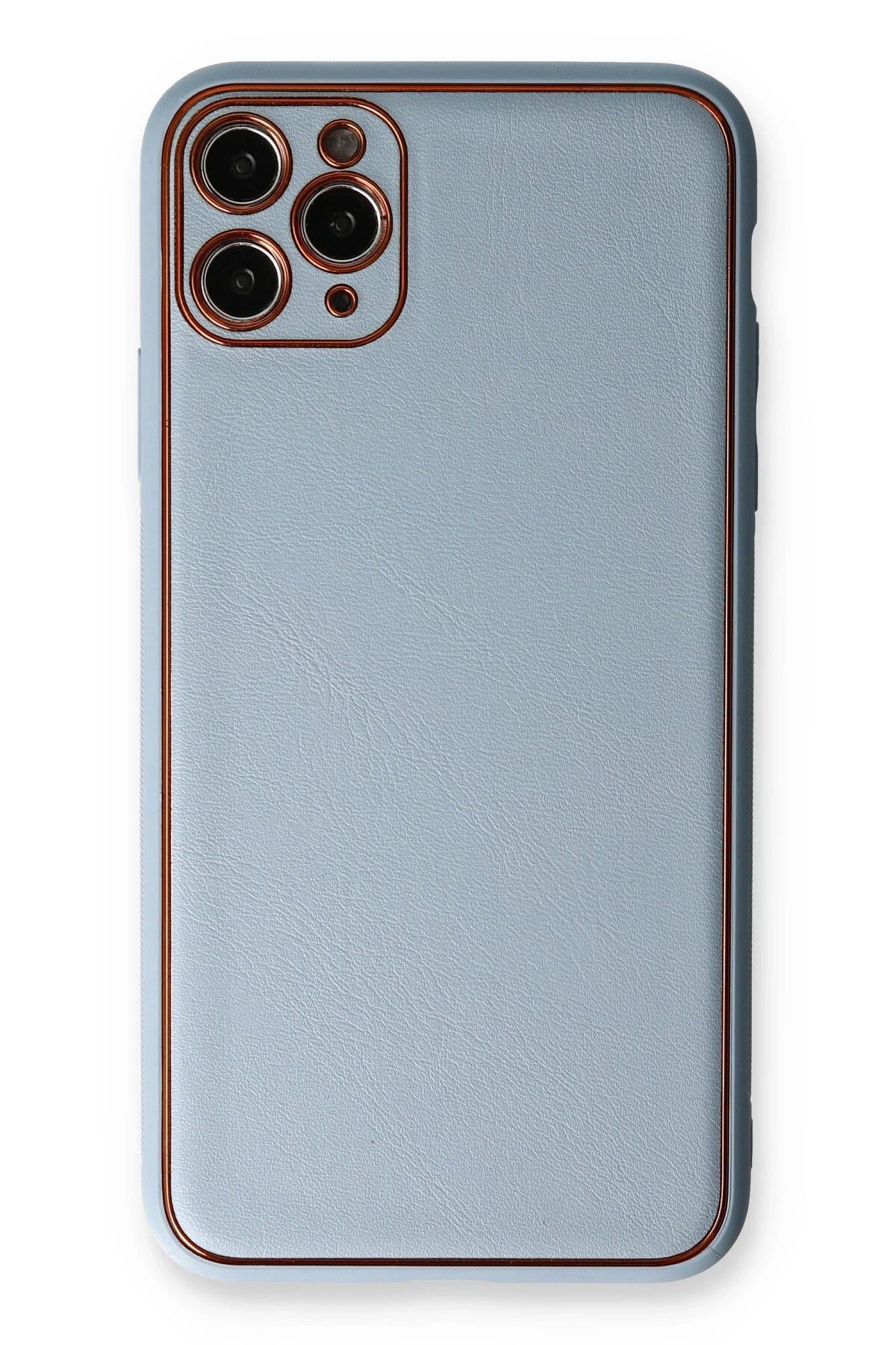 NewFace iPhone 11 Pro Kılıf Coco Deri Silikon Kapak - Açık Mavi INSLM