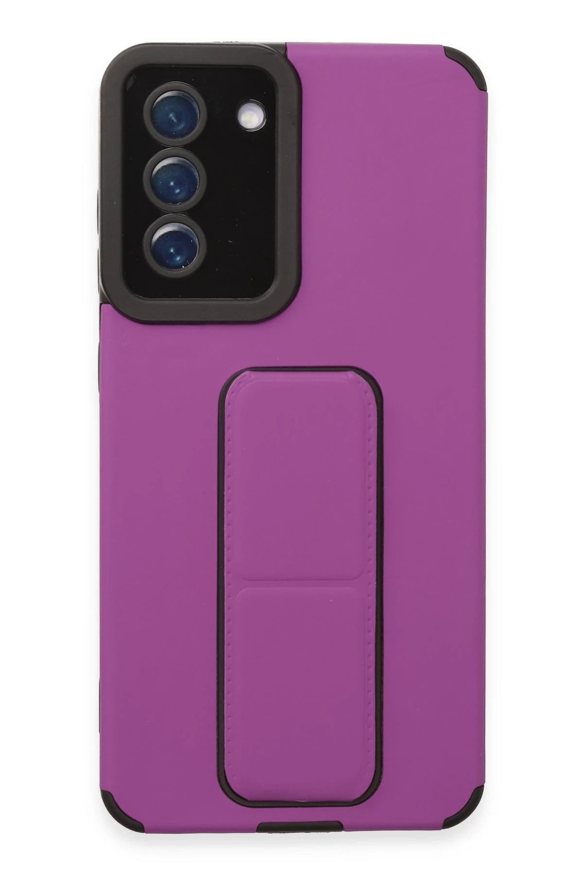 NewFace Samsung Galaxy S21 FE Kılıf Mega Standlı Silikon - Mor LZWDR