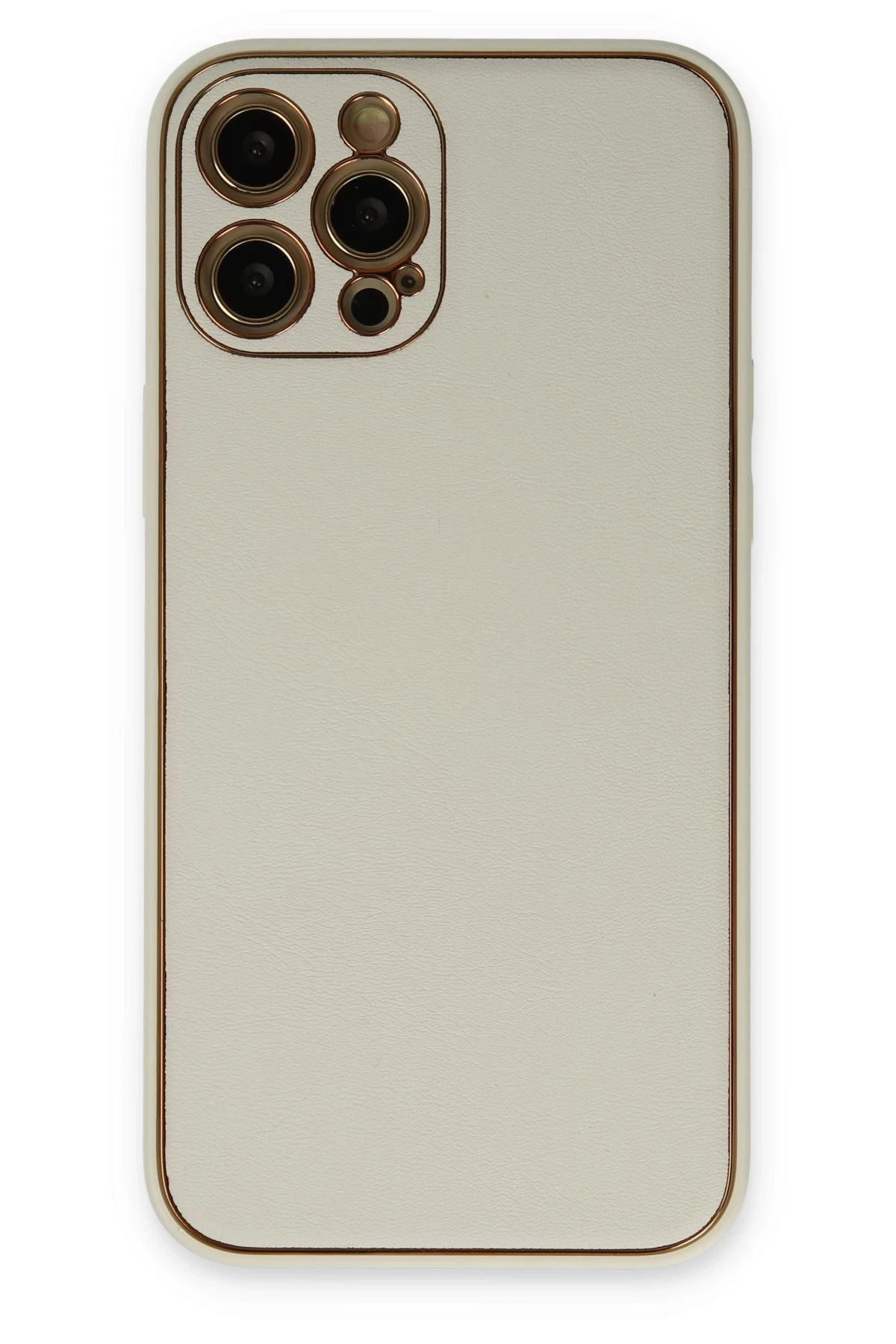 NewFace iPhone 12 Pro Kılıf Coco Deri Silikon Kapak - Beyaz INSLM
