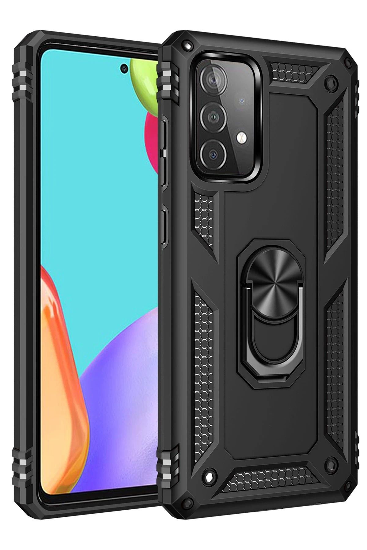NewFace Samsung Galaxy A33 5G Kılıf Sofya Yüzüklü Silikon Kapak - Siyah INSLM