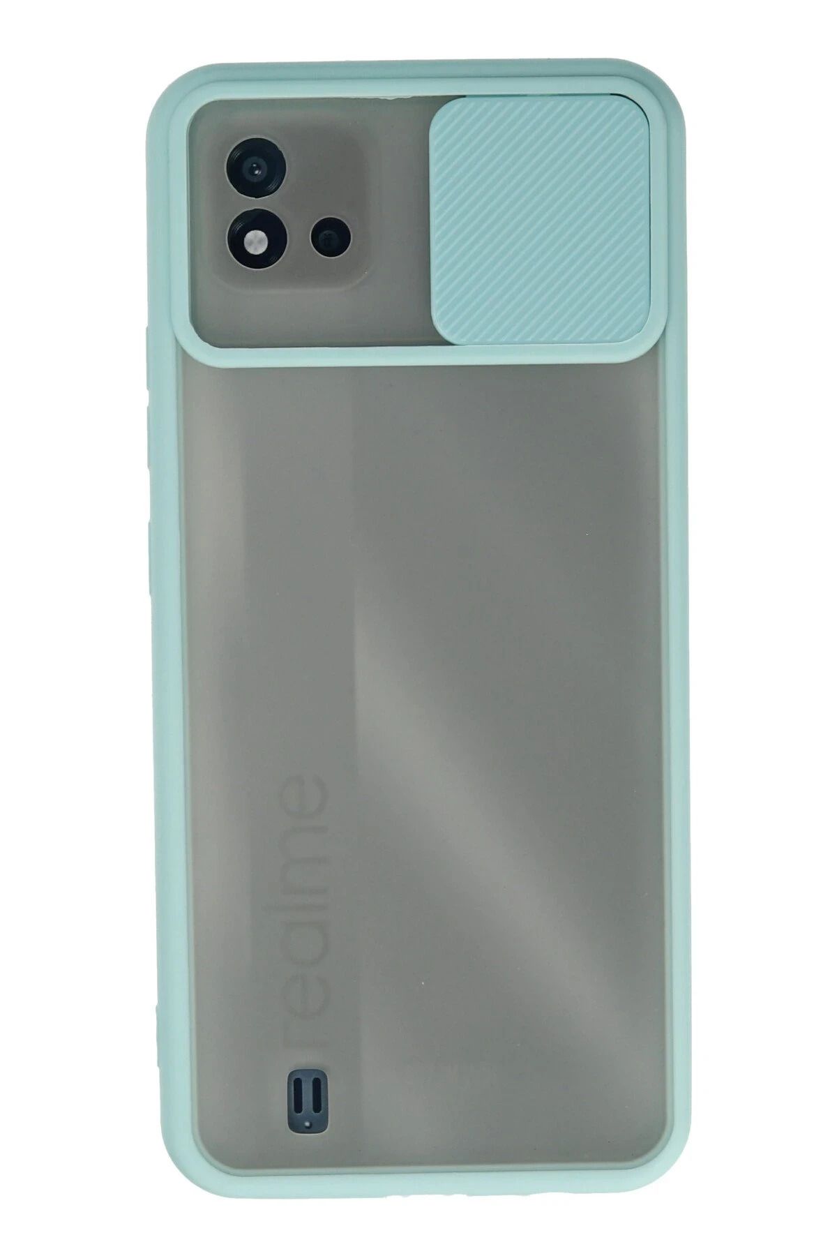 NewFace Realme C11 2021 Kılıf Palm Buzlu Kamera Sürgülü Silikon - Turkuaz NRMSA