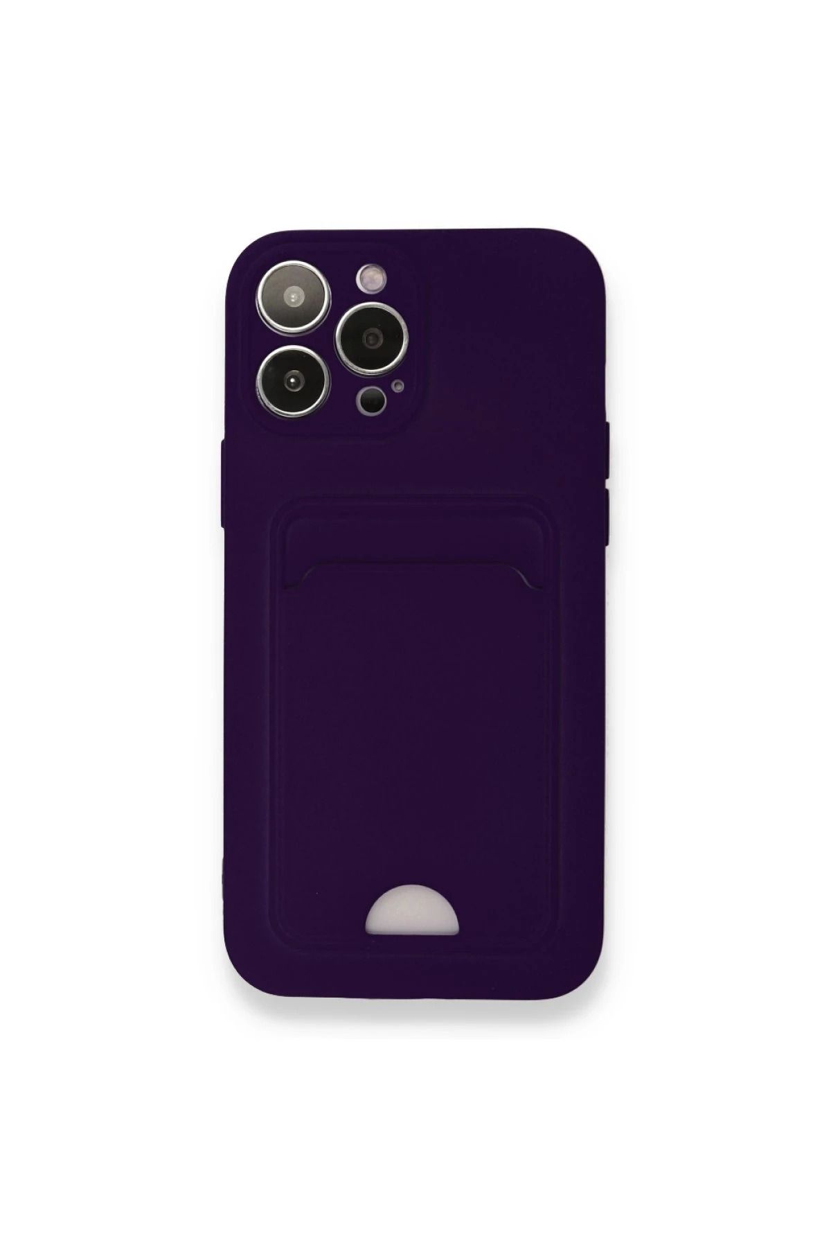 NewFace iPhone 12 Pro Max Kılıf Kelvin Kartvizitli Silikon - Derin Mor BSTMY