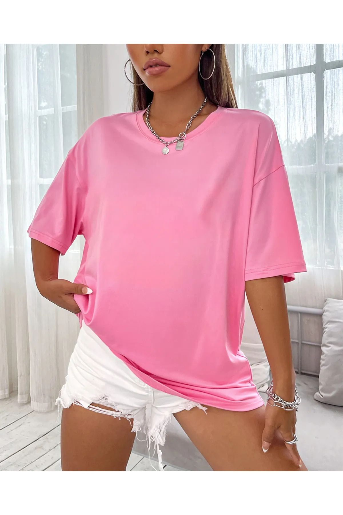 LG LAGULER Düz Renkli Oversize Tişört, Bahar ve Yaz İçin Rahat Kısa Kollu Üst, Unisex Kadın Erkek