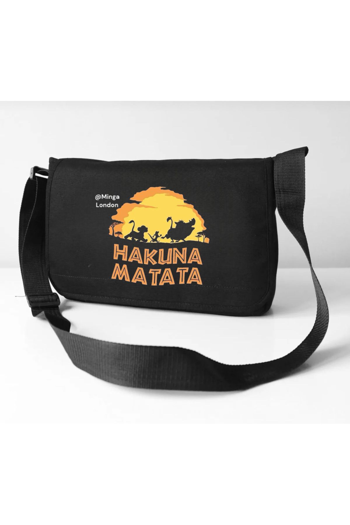 Minga London Siyah Hakuna Matata Okul, Kurs , Dershane Postacı Çantası -Minga London