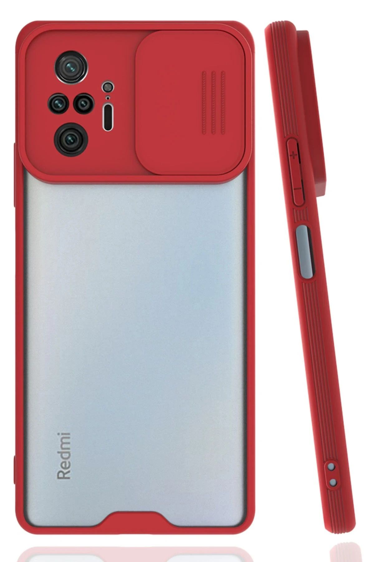 NewFace Xiaomi Redmi Note 10 Pro Kılıf Platin Kamera Koruma Silikon - Kırmızı BSTMY