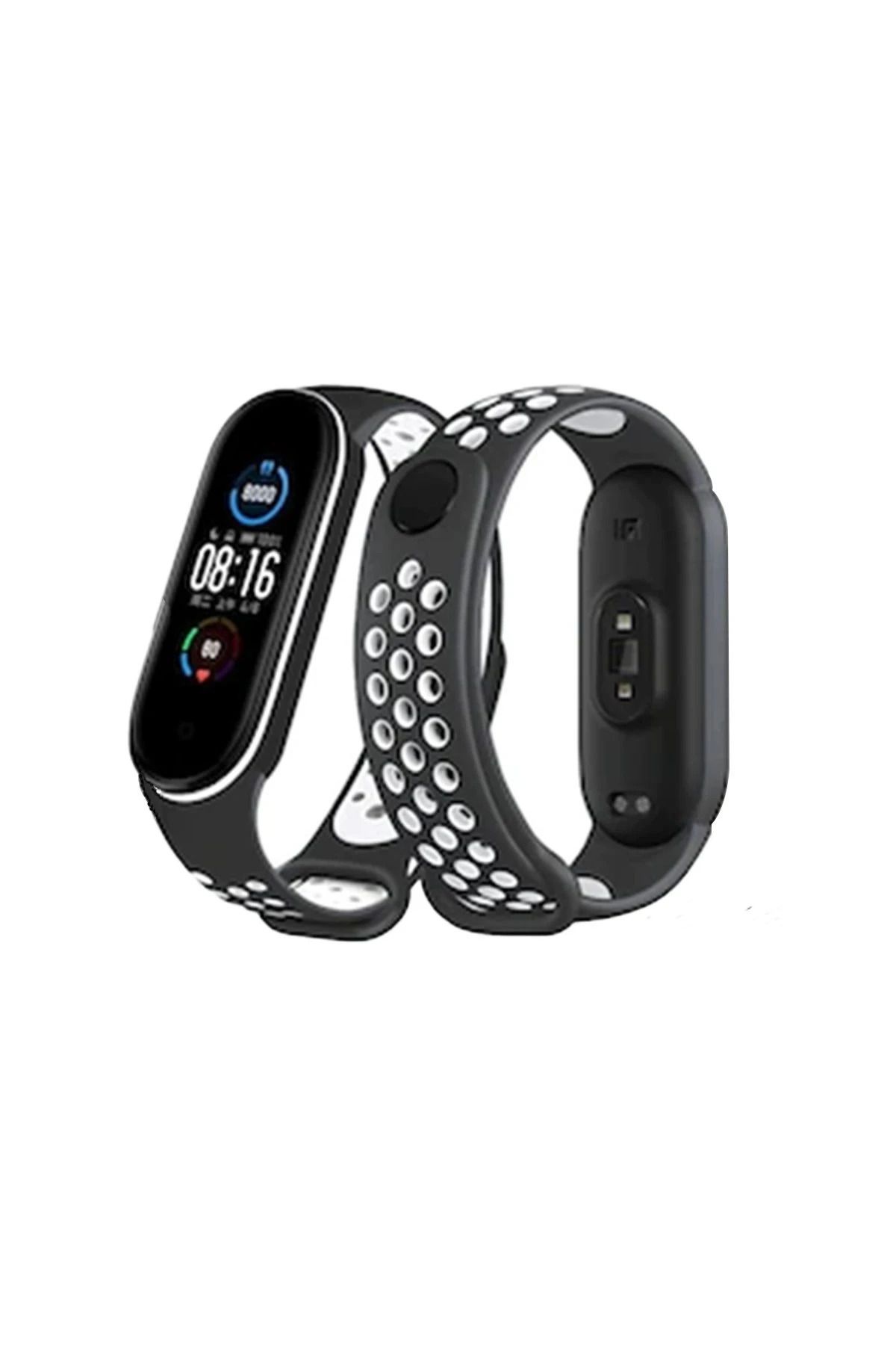 NewFace Xiaomi Mi Band 4 Spor Delikli Kordon - Siyah-Beyaz INSLM