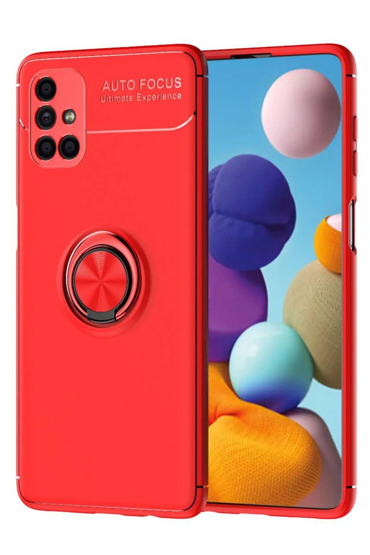 NewFace Samsung Galaxy M51 Kılıf Range Yüzüklü Silikon - Kırmızı BSTMY