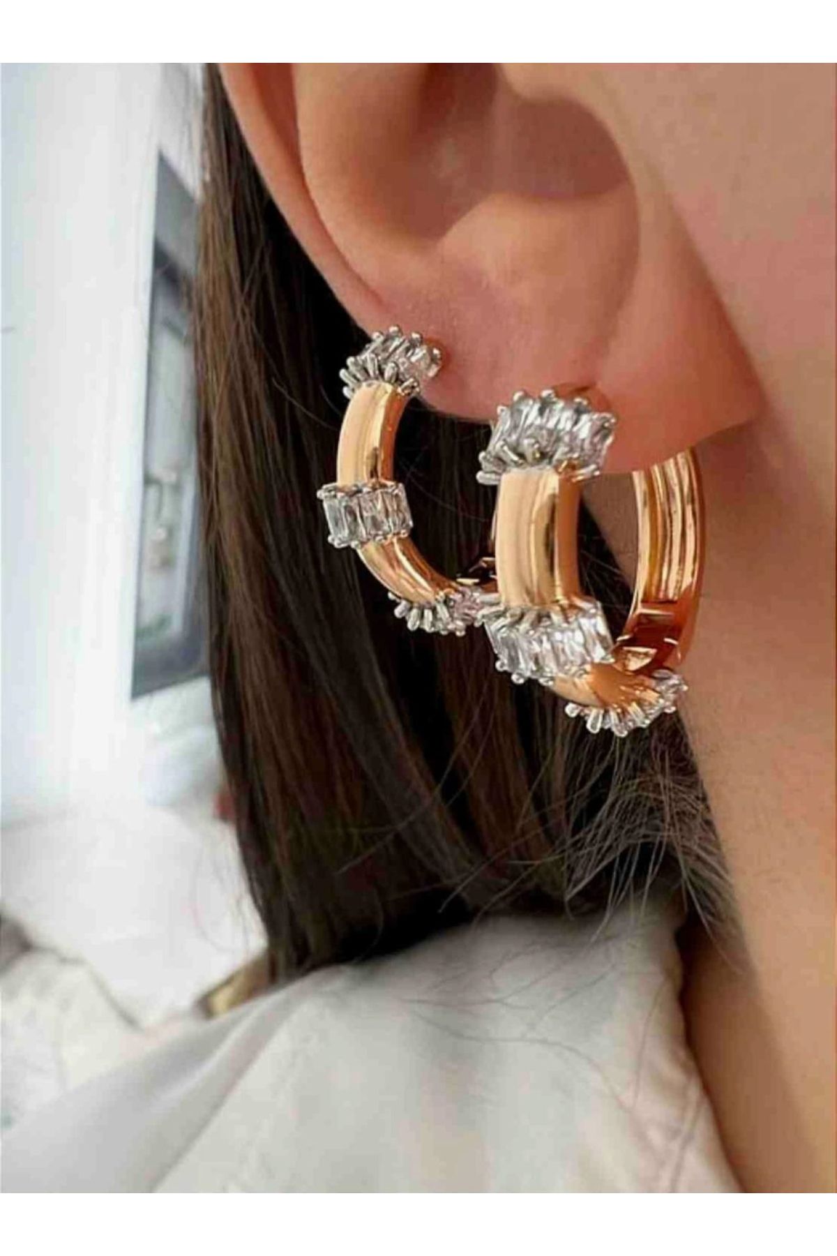 İD ACCESSORİES Zirkon Taşlı Küpe