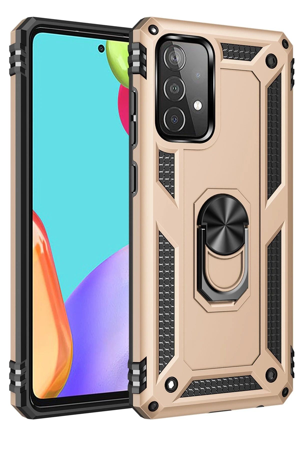 NewFace Samsung Galaxy A33 5G Kılıf Sofya Yüzüklü Silikon Kapak - Gold INSLM