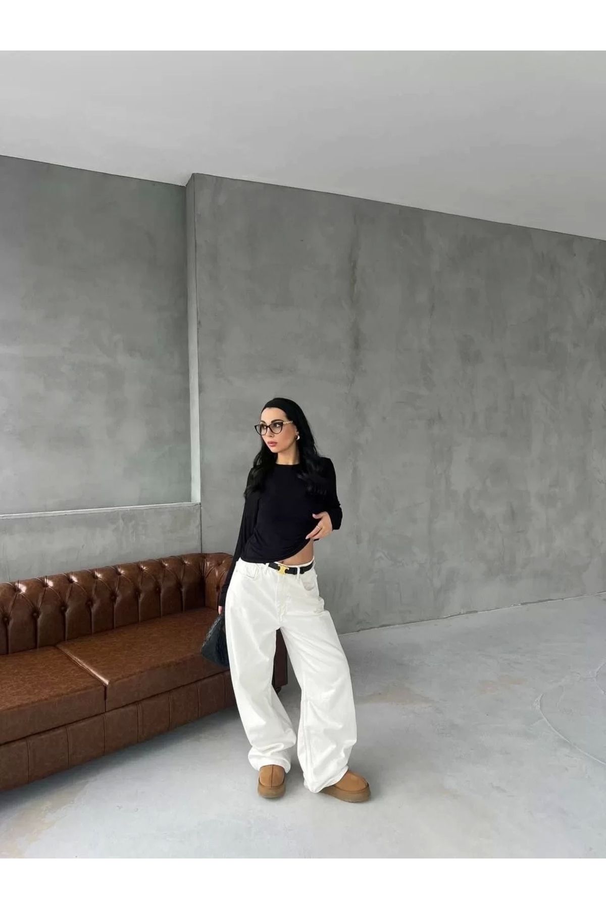 DİAWAYS Bisiklet Yaka Uzun Kollu Crop - Siyah