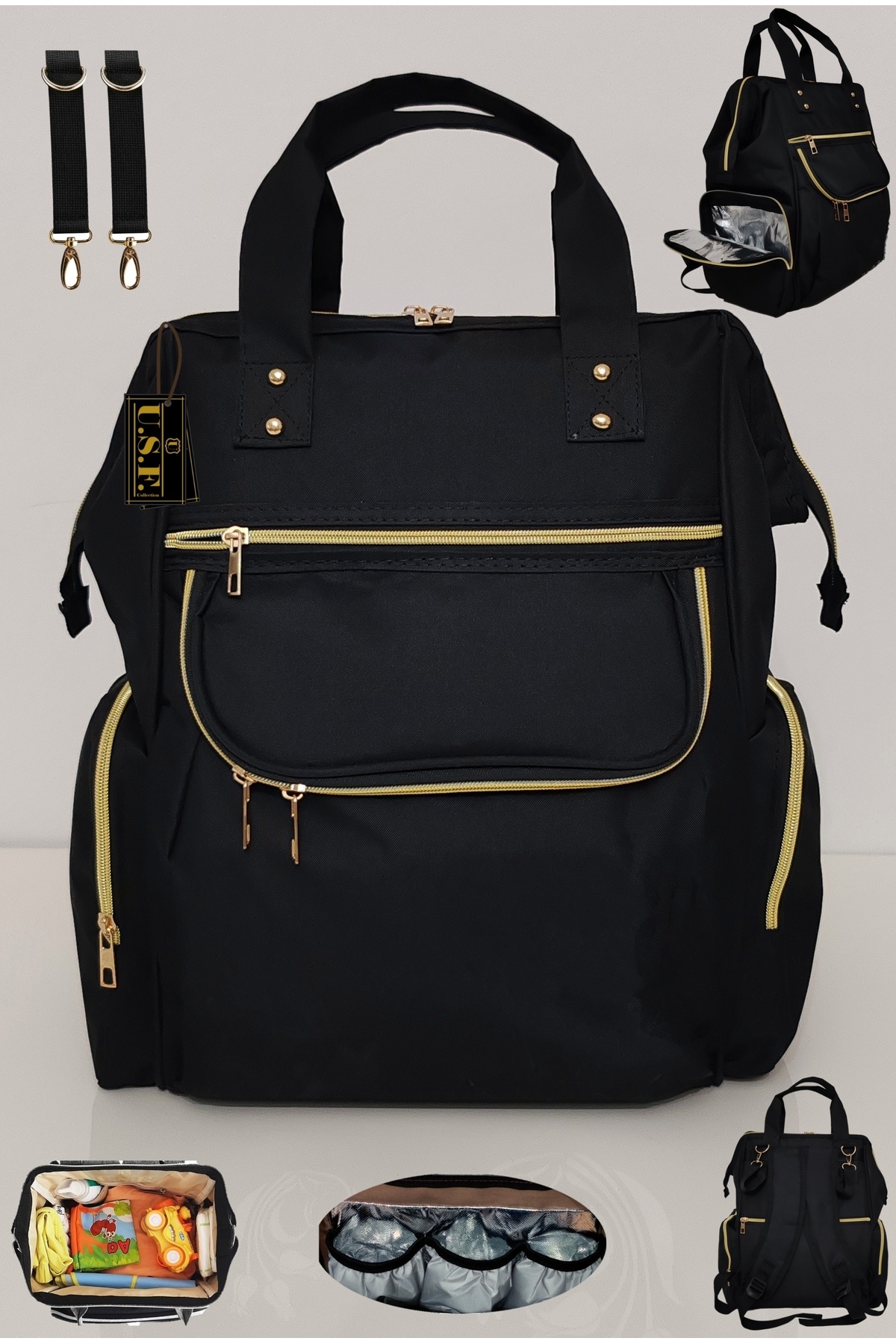 USF Anne Bebek Sırt Çantası Termal Termoslu Yemek, Mama, Beslenme, Taşıma Çantası 2 Li Set fotoğrafı 2 (önizleme)