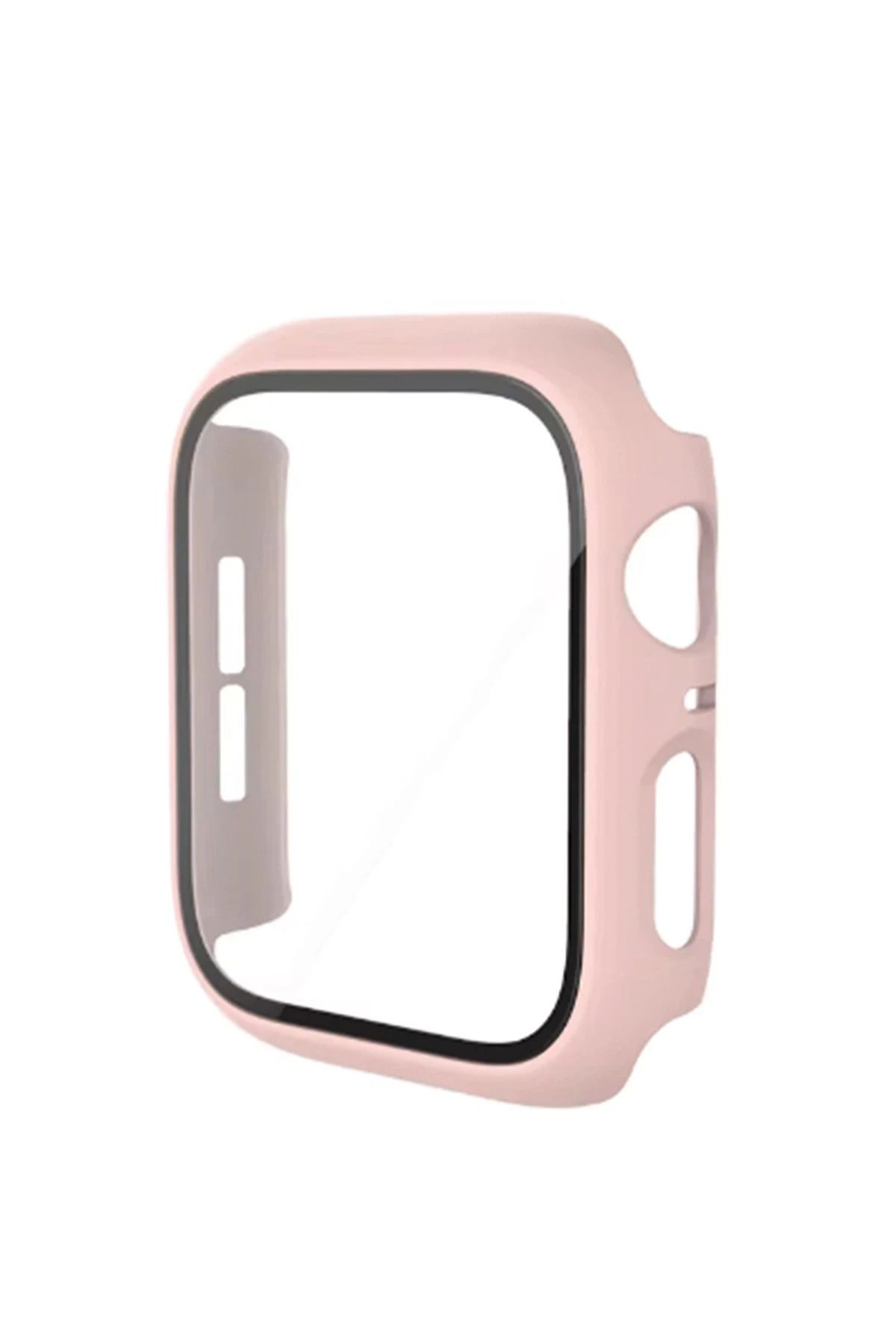 NewFace Apple Watch 41mm Camlı Kasa Ekran Koruyucu - Pembe DRSTR