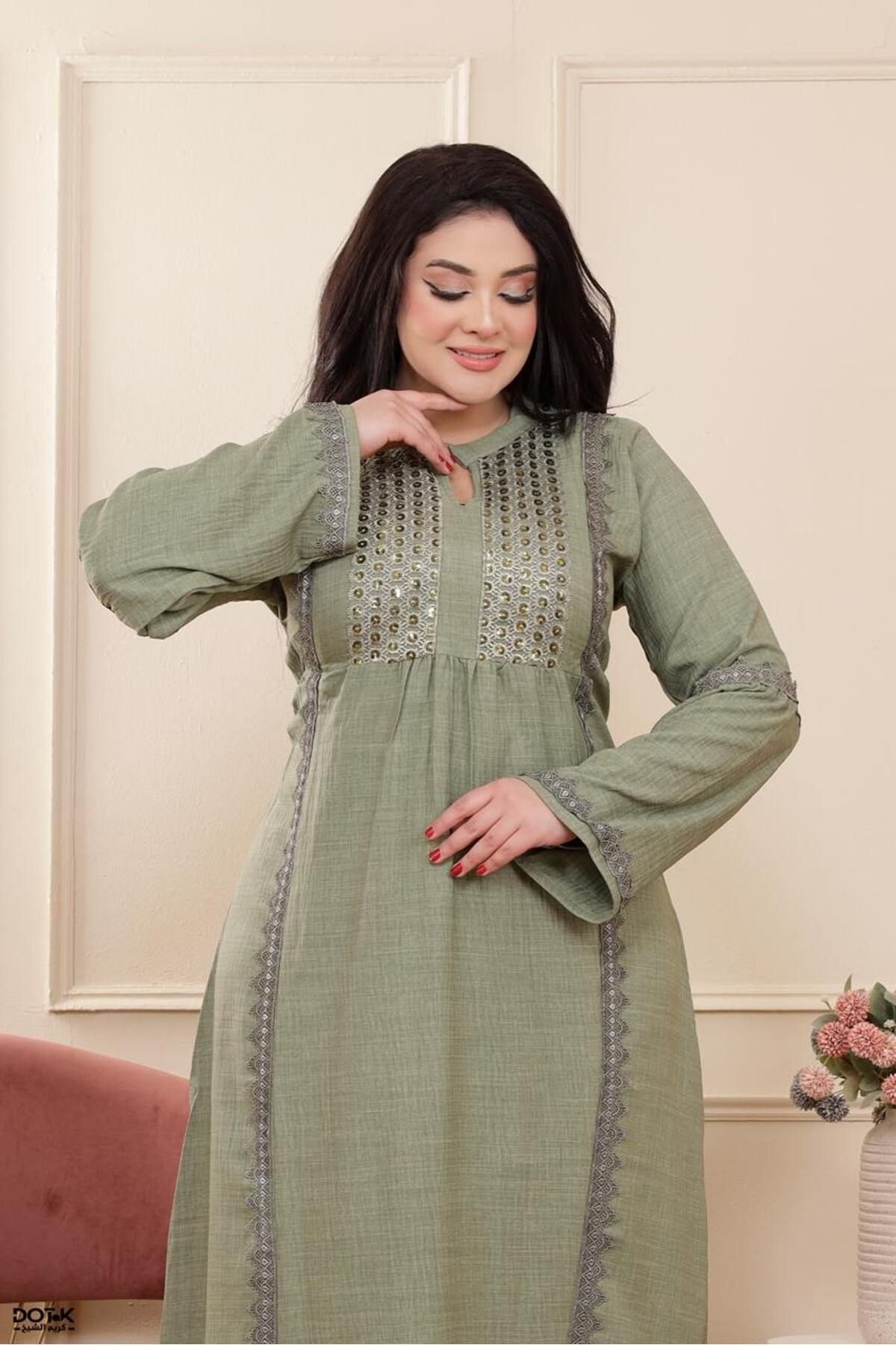 Generies-Linen abaya made of light and comfortable linen material with an elegant and modern design, ideal for everyday use 3