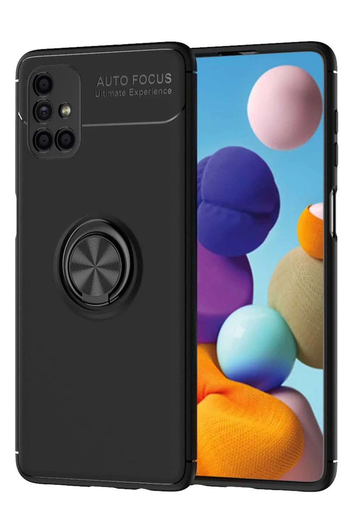 NewFace Samsung Galaxy M51 Kılıf Range Yüzüklü Silikon - Siyah YNSMR