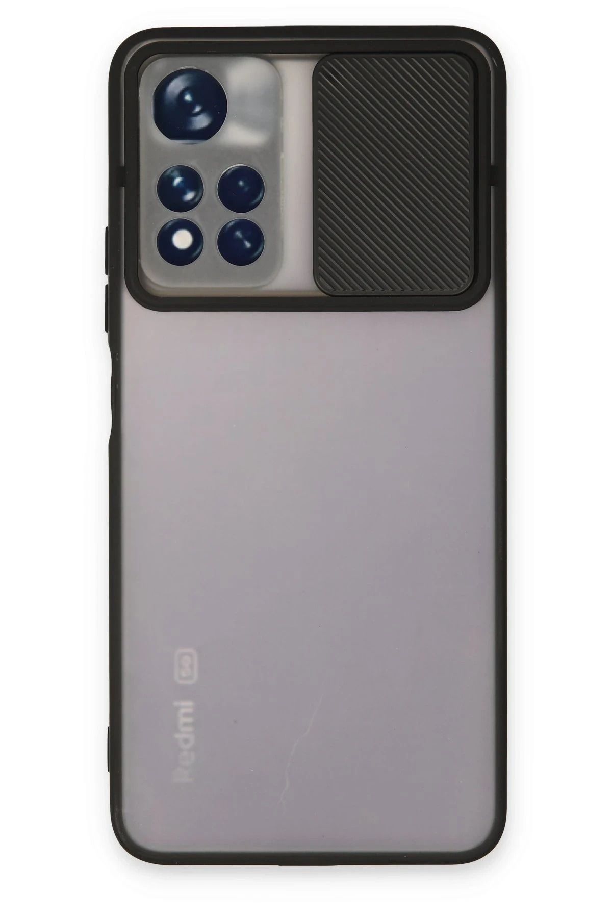 NewFace Xiaomi Redmi Note 11T Kılıf Palm Buzlu Kamera Sürgülü Silikon - Siyah INSLM