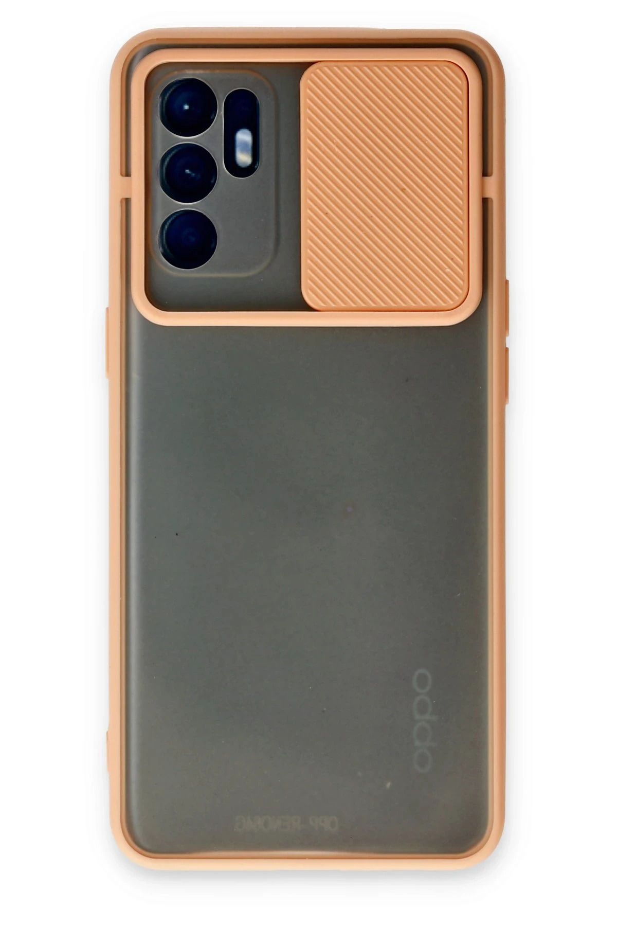 NewFace Reno 6 Kılıf Palm Buzlu Kamera Sürgülü Silikon - Pembe HNZRN