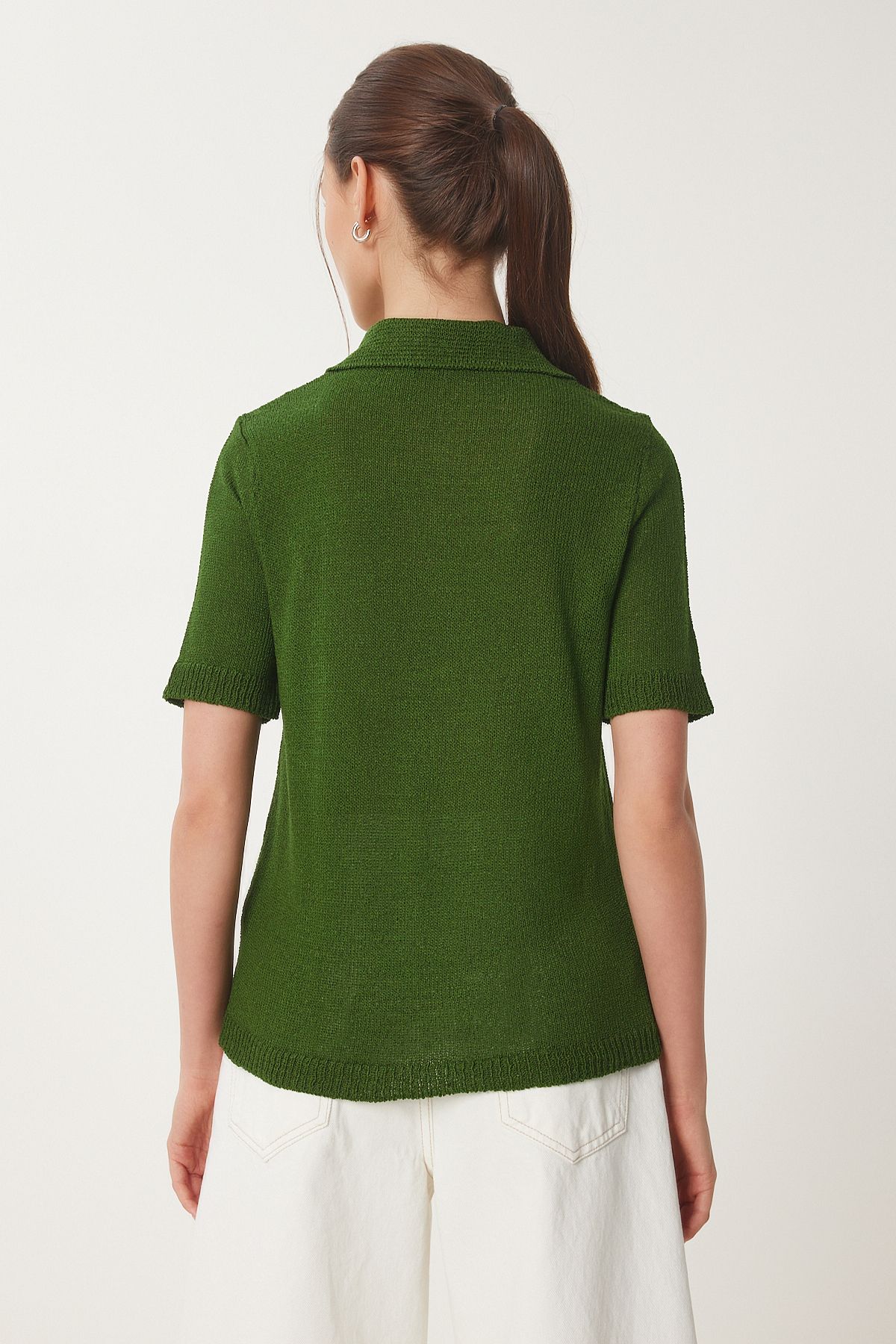 Happiness İstanbul-Women's Green Polo Neck Seasonal Knitwear Blouse Yy00236 5
