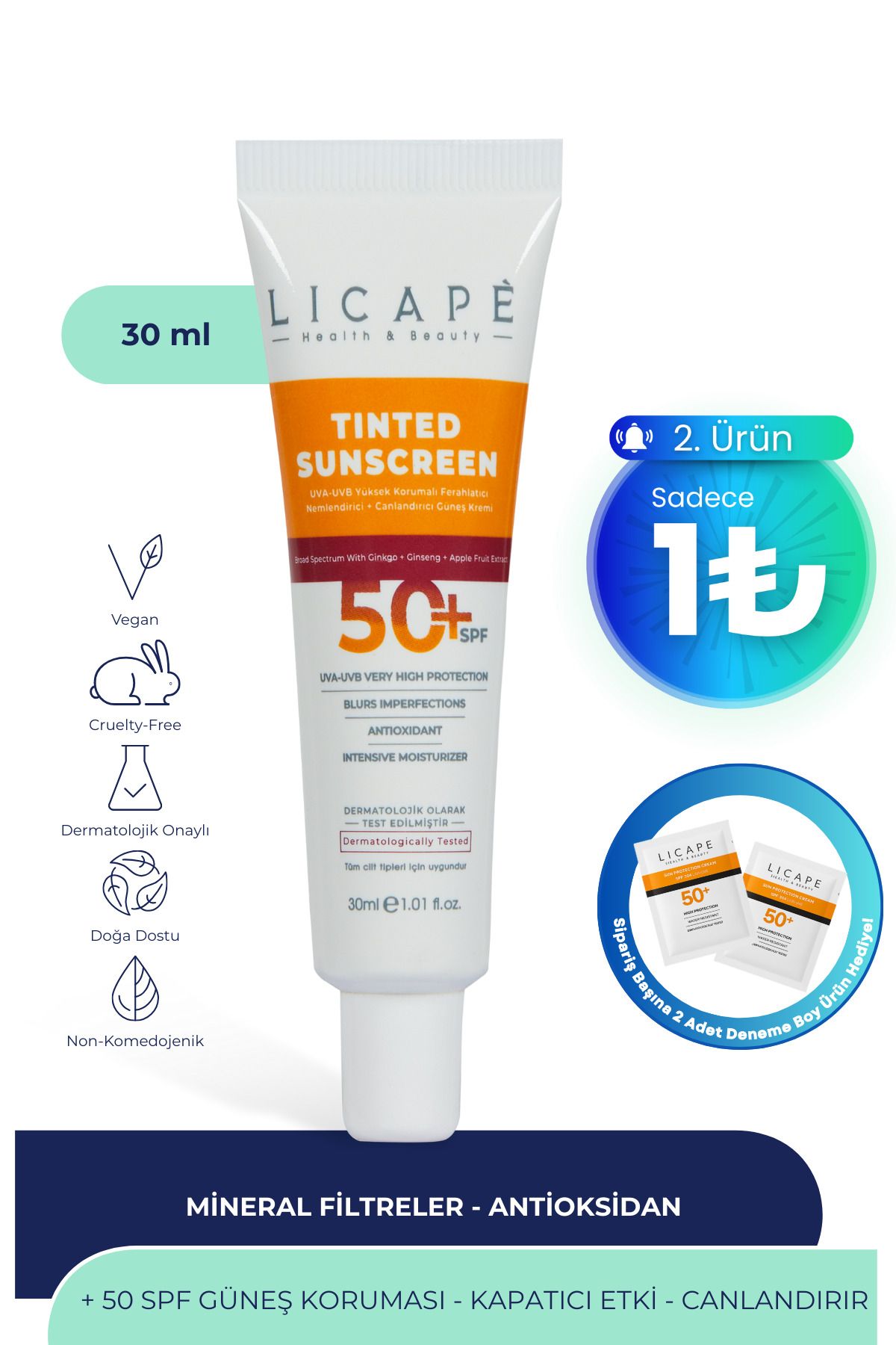 Licape Yüksek Koruma Tinted (KAPATICI) 50 Spf Güneş Kremi