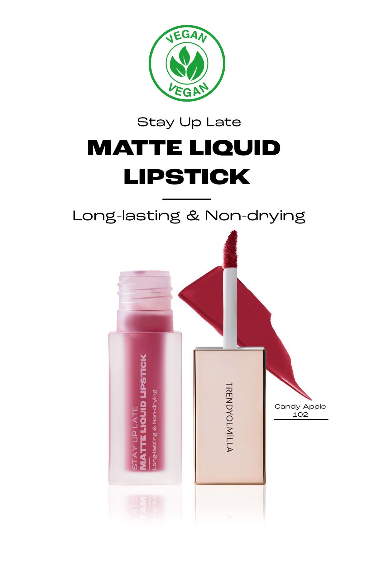 Trendyolmilla Beauty 8-godzinna Matowa Szminka W Płynie, Która Nie Wysycha, Candy Apple-102 Tkzaw25rj00000 - One Size