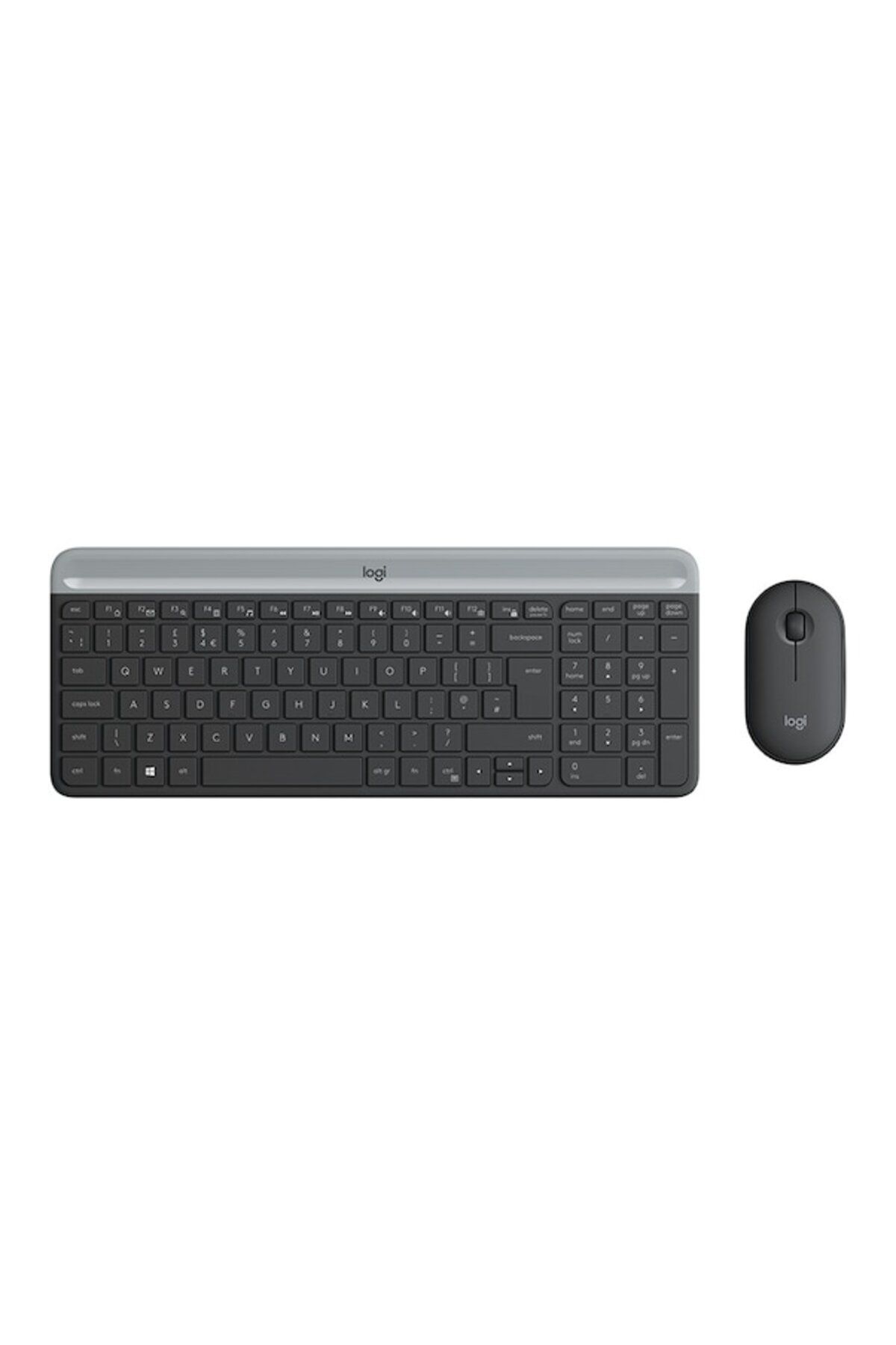 logitech MK470 Kablosuz İnce İngilizce Q Klavye + Mouse Seti Siyah