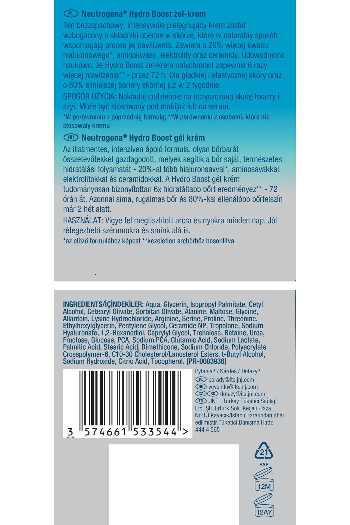 Neutrogena-Hydro Boost Moisturizing Gel Cream - 50 ml 4