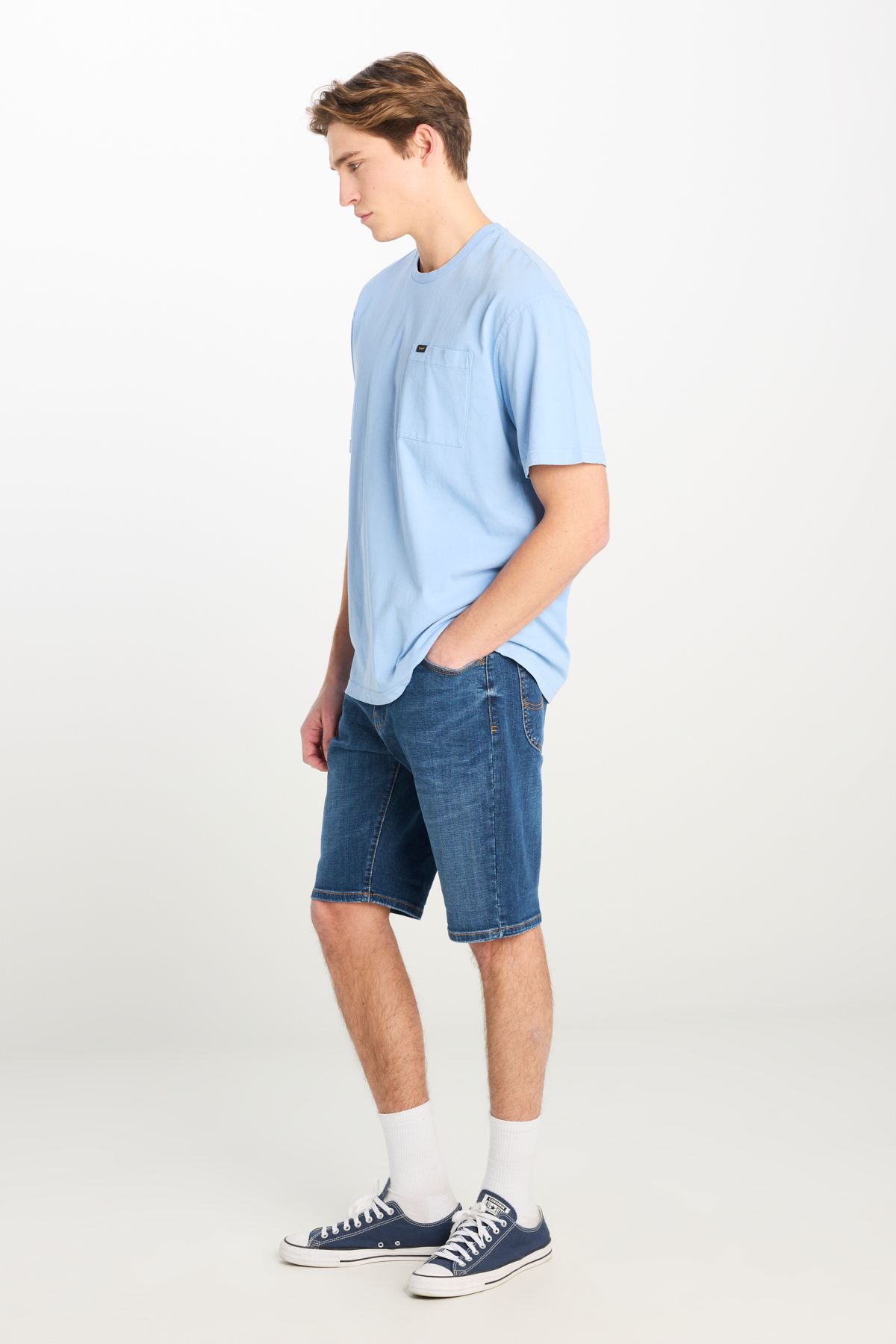 Lee-Szorty jeansowe męskie - Regular Fit, Stone, L24108358, 5 kieszeni jeansowych szorty 2