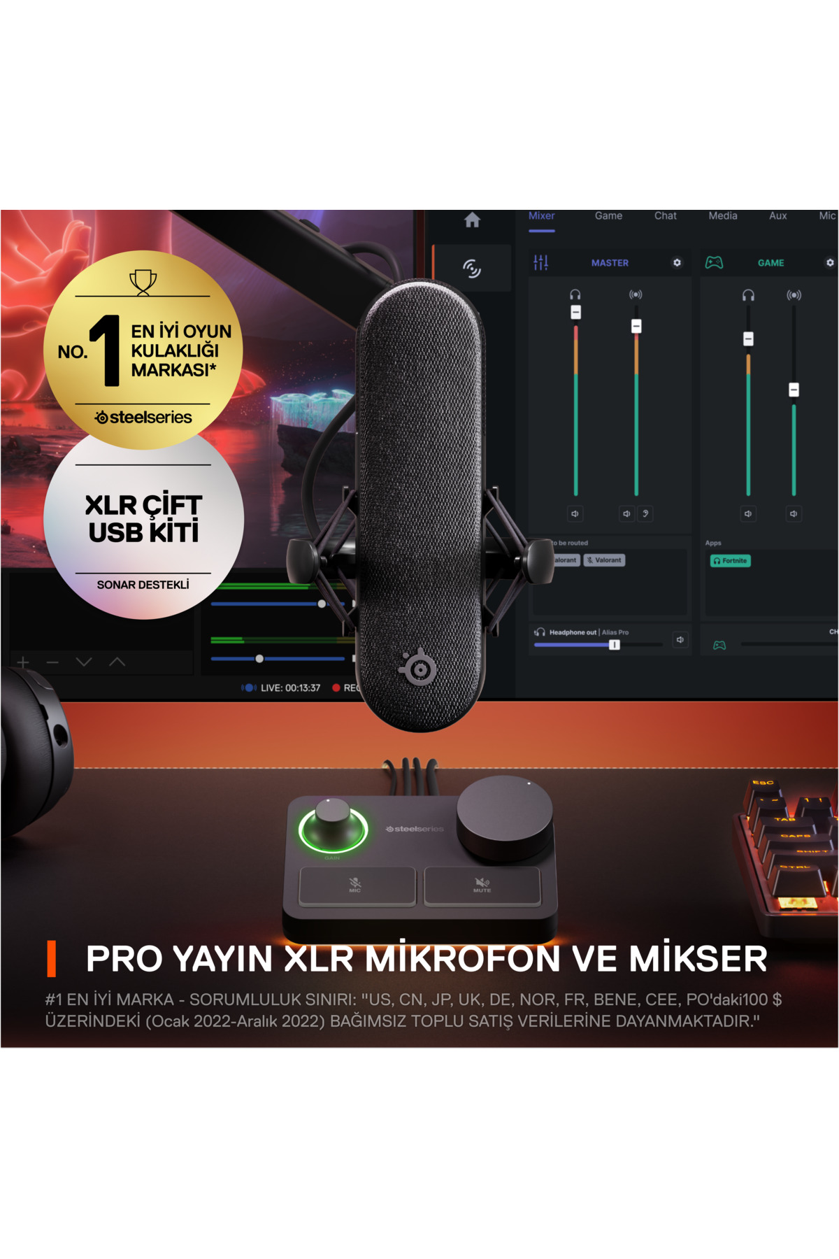 SteelSeries Alias Pro XLR Gaming Mikrofon Ve Stream Mixer - Fiyatı
