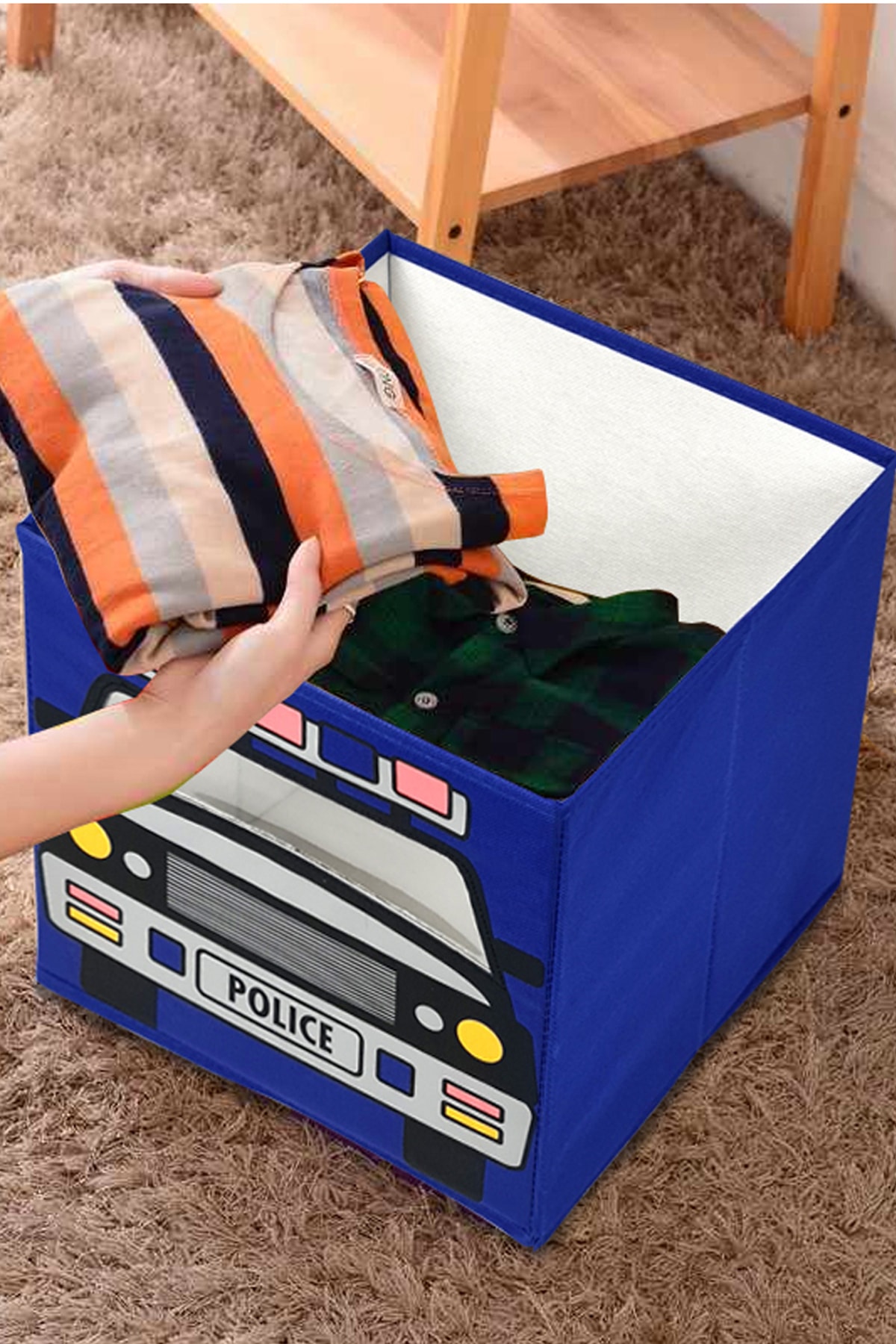 Police Arrangement Storage Box Foldable 27x27x27cm Blue Df011