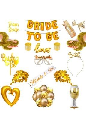Bekarlığa Veda Partisi Bride To Be Gold Set luxuryhappy NO-42A