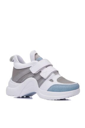 Mavi - Kız Çocuk Günlük Spor Ayakkabı Sneaker Yeni Sezon Bağcıksız Cırtlı PRA-4546118-214778