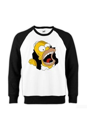 Homer Simpson Reglan Kol Beyaz Sweatshirt ZS-314
