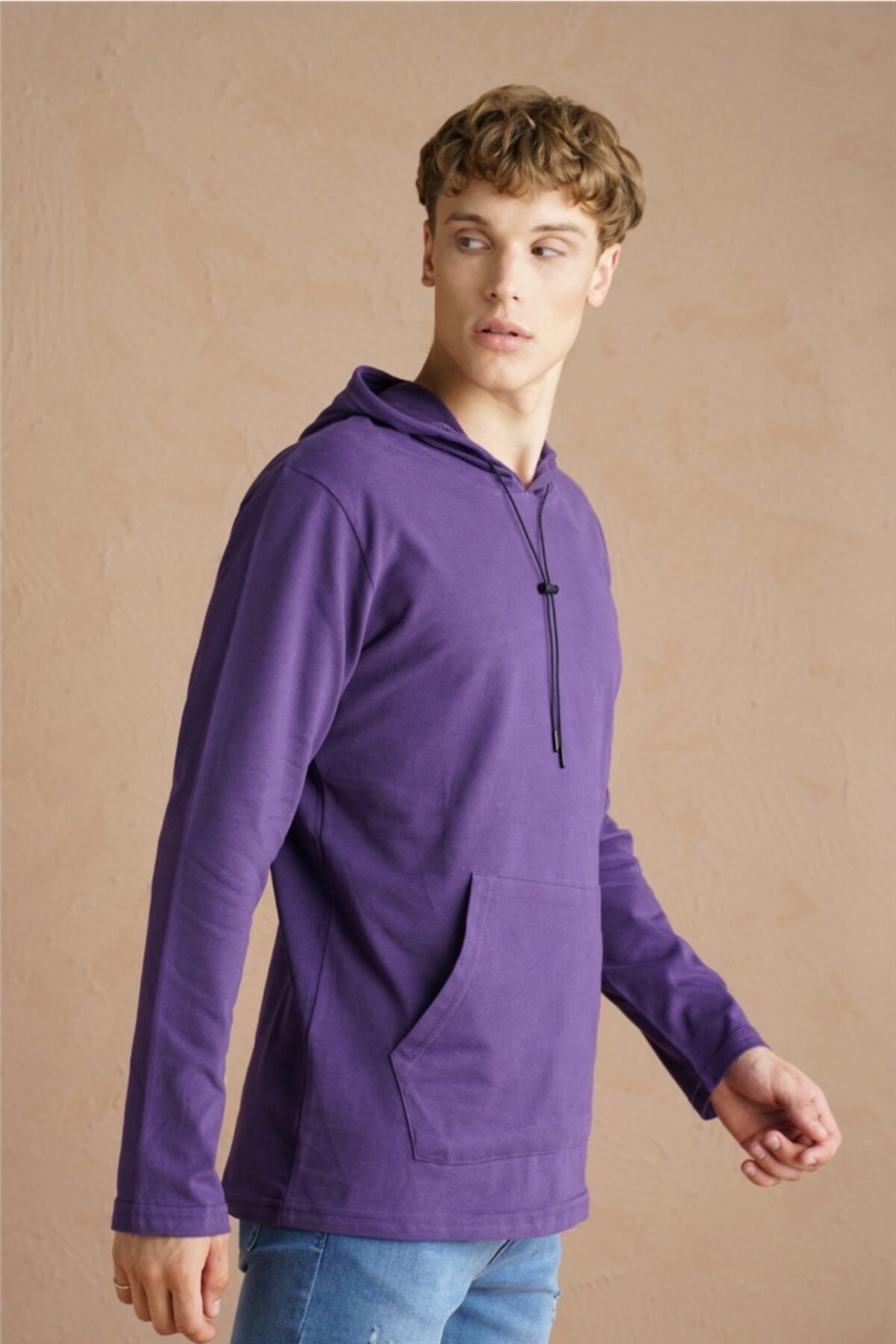 Tarz Cool Men s Purple Thin Hooded Sweatshirt Trendyol