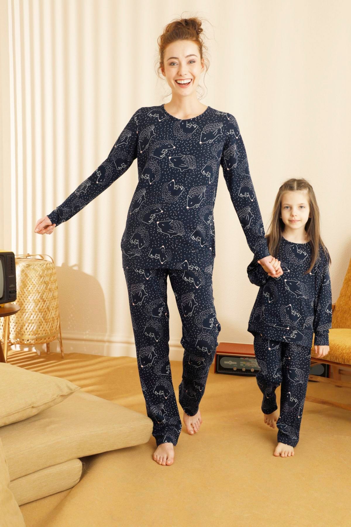 Siyah İnci Pamuklu Likralı Pijama Takım SN7386
