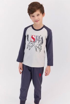 U.s. Polo Assn Bejmelanj Füme Erkek Çocuk Pijama Takımı US911-C