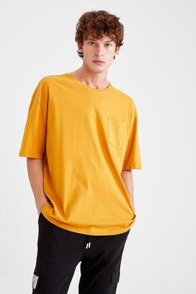 Oversize Fit Bisiklet Yaka Basic Kısa Kollu Pamuklu Penye Tişört W2603AZ21HS