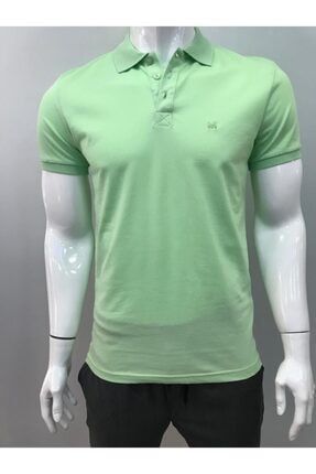 Erkek Yeşil Dar Kesim Polo Yaka T-shirt cfr33