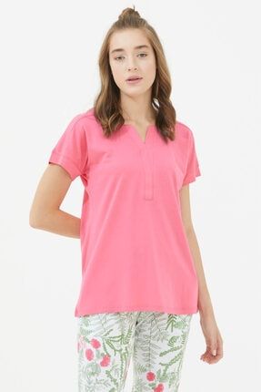 Çiçek Desenli Büyük Beden Pijama Takım - Pembe 21Y2421-TAR1201.01-R2000