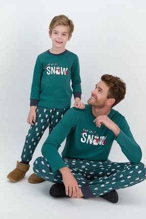 Erkek Uzun Kol Snow Baskılı Pijama Takımı RP-2548