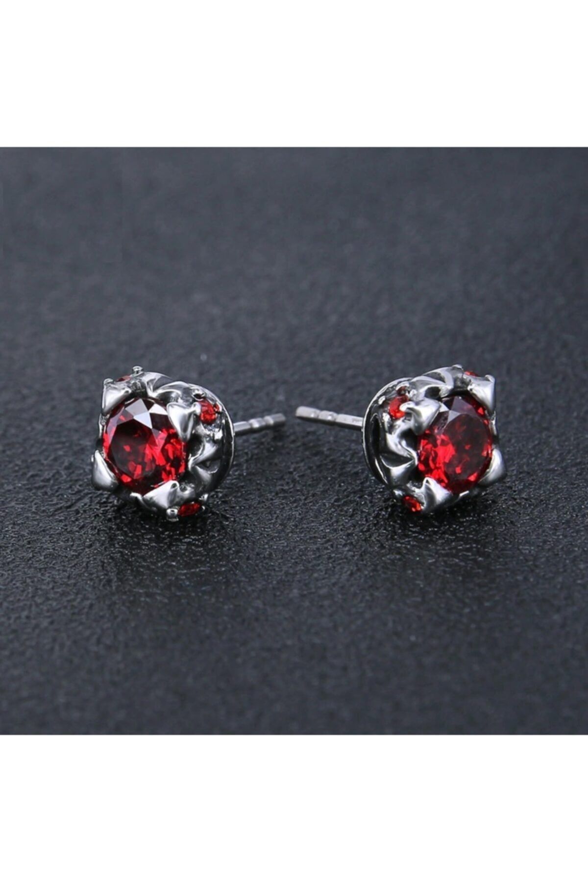 Men Women 925 Sterling Silver Red Round Stud Post Earring A1295 | eBay