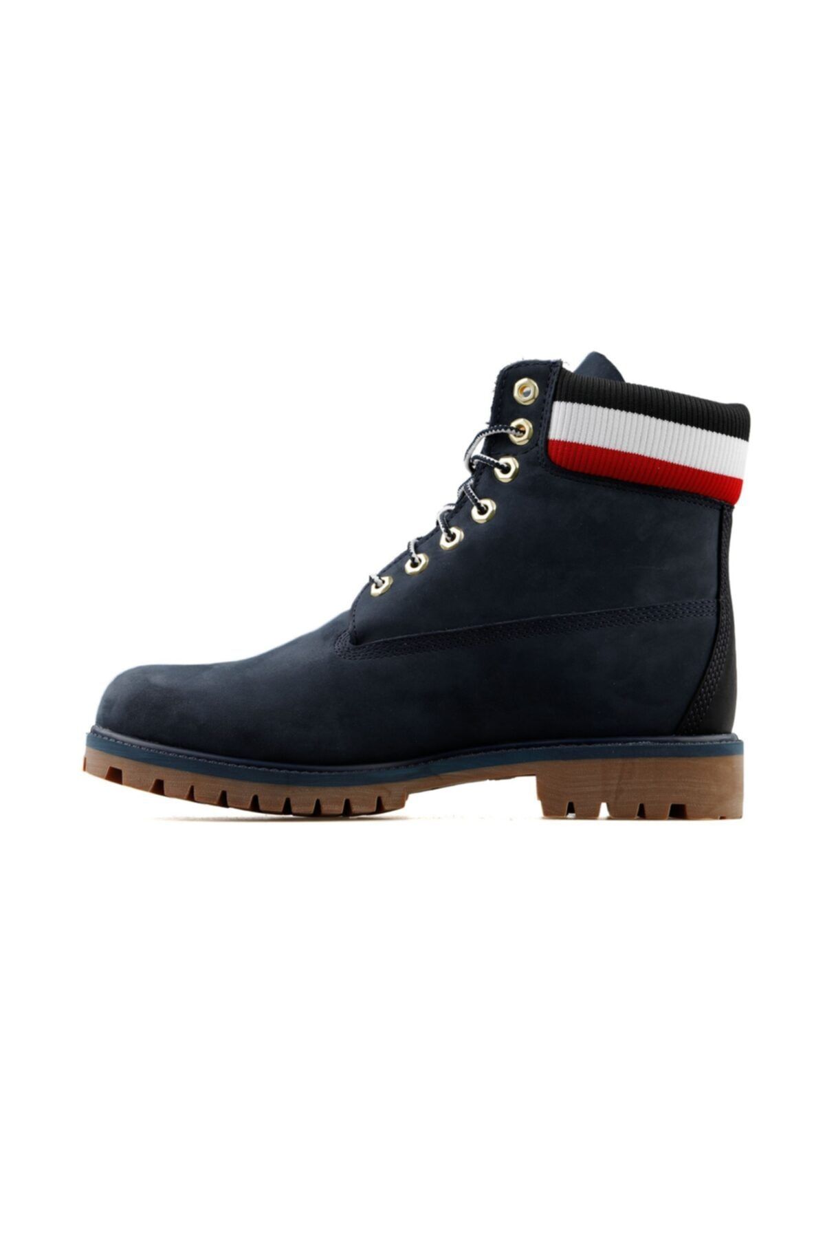Navy blue and red timberlands hotsell