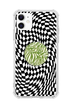 Iphone 12 Darbe Emici Dama Desenli Ve Yeşil Zebra Desenli Popsocket Kombini IP12ZBRAKB